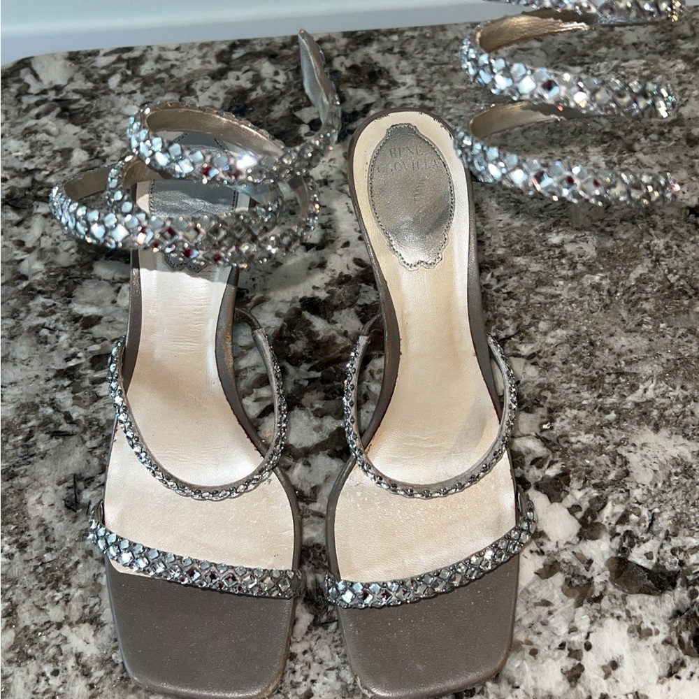 Rene Caovilla Crystal snake wrap heels